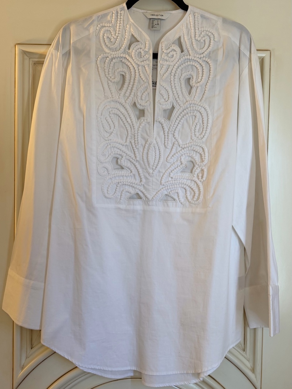 H&M White Embroidered Cotton Tunic